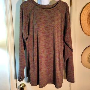 3X Tall Tek Gear Women’s  Workout Multiclr Striped Long Sleeves Top Athleisure